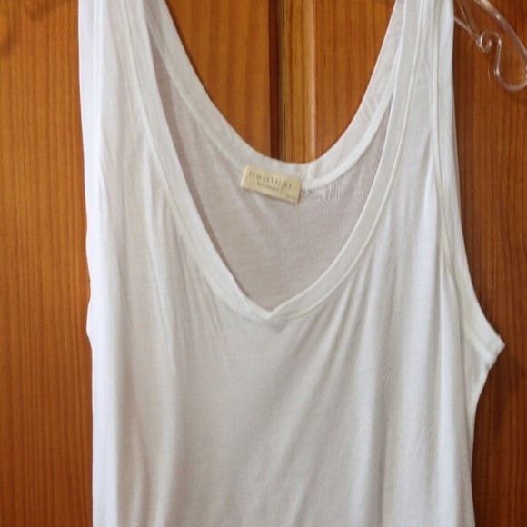 Heather Bordeaux White Tank Top 100% Modal Made in USA Basic Tank LG - Picture 3 of 9